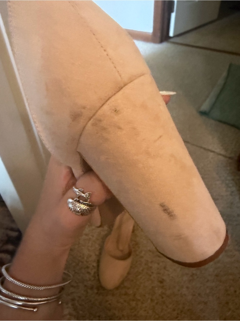 Lulu’s Nude Ankle Strap Closed Round Toe Sandal Heels - Picture 7 of 12